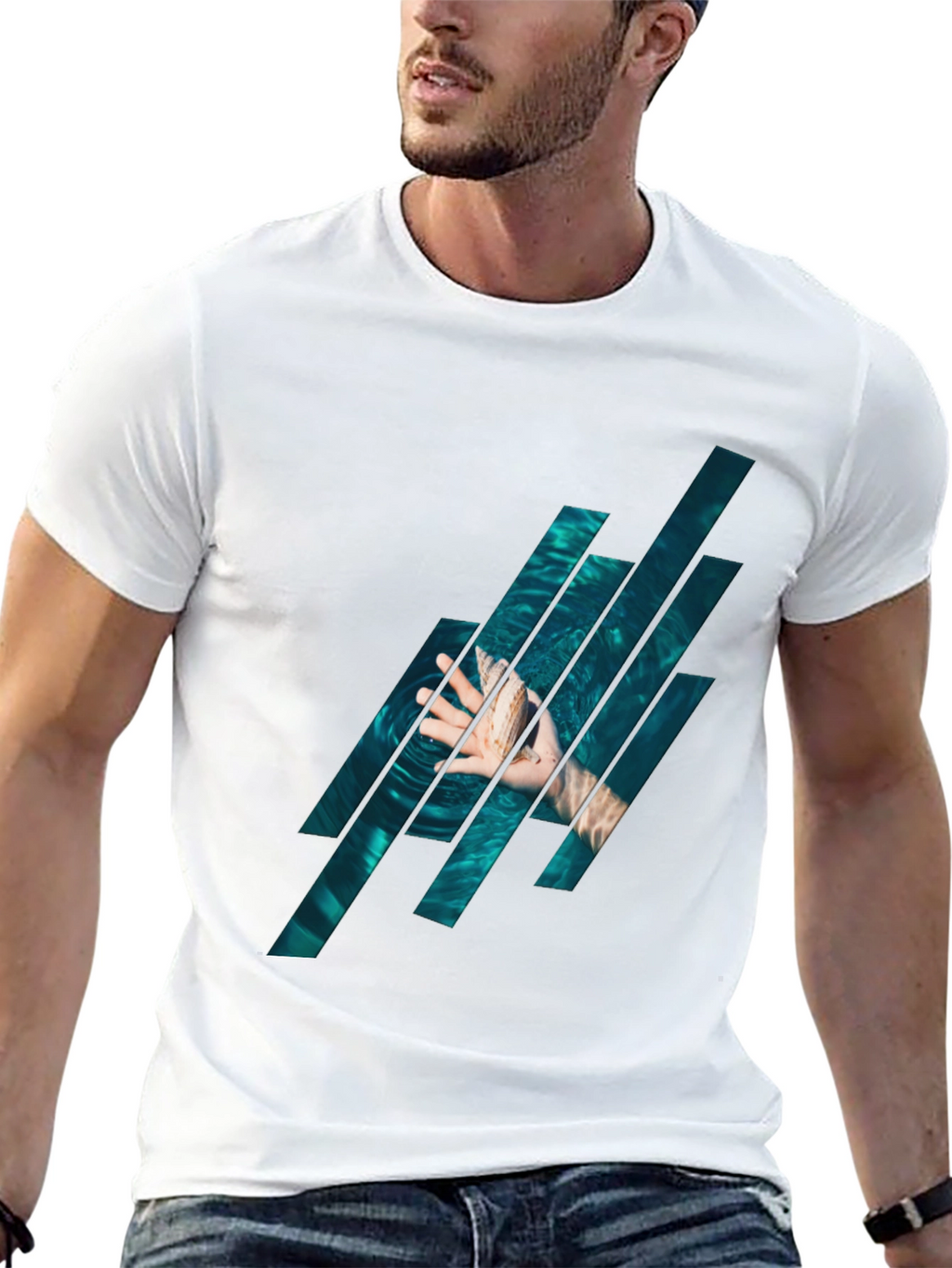Abstract Water Graphic Black T-Shirt