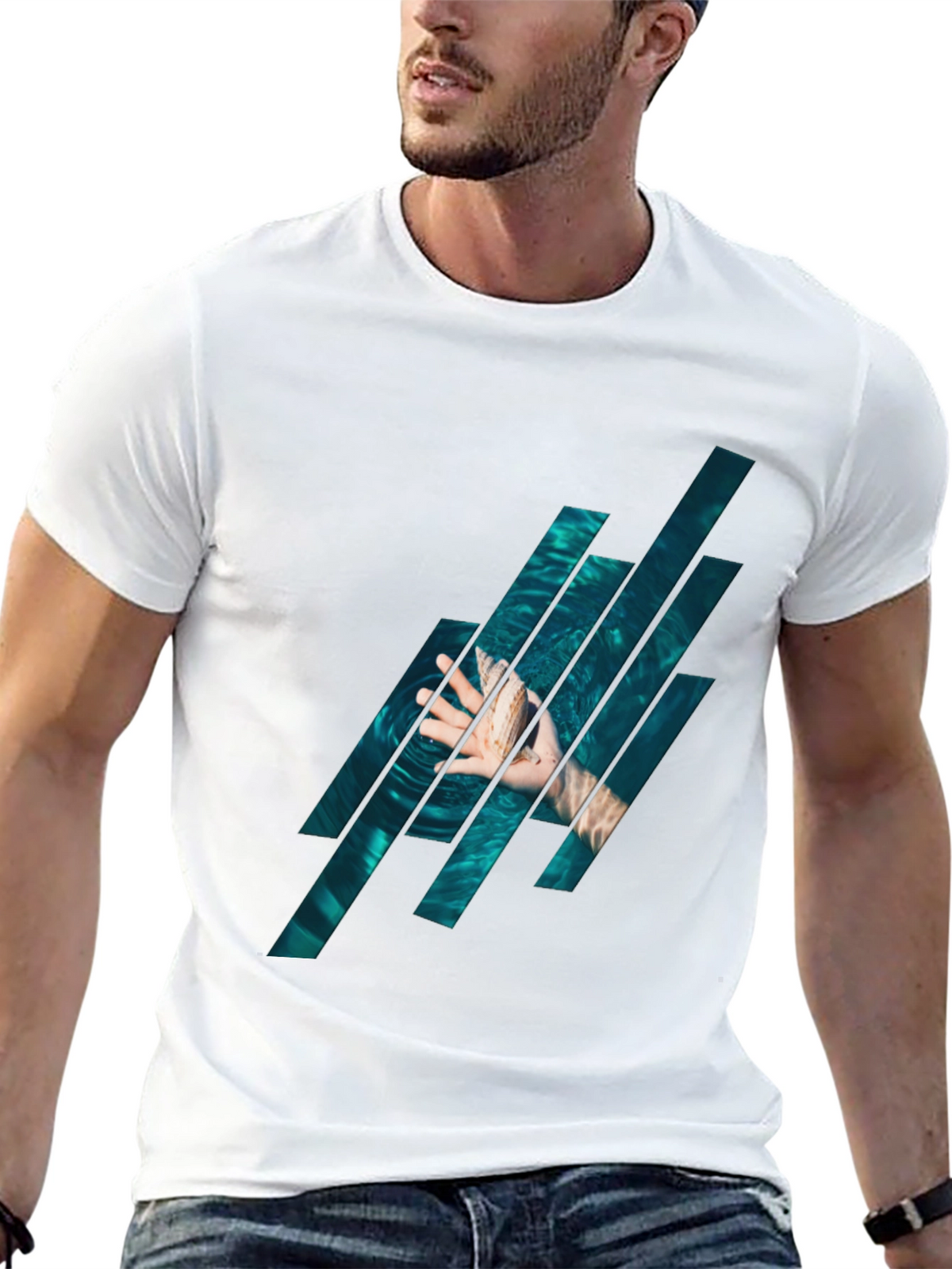 Abstract Water Graphic Black T-Shirt