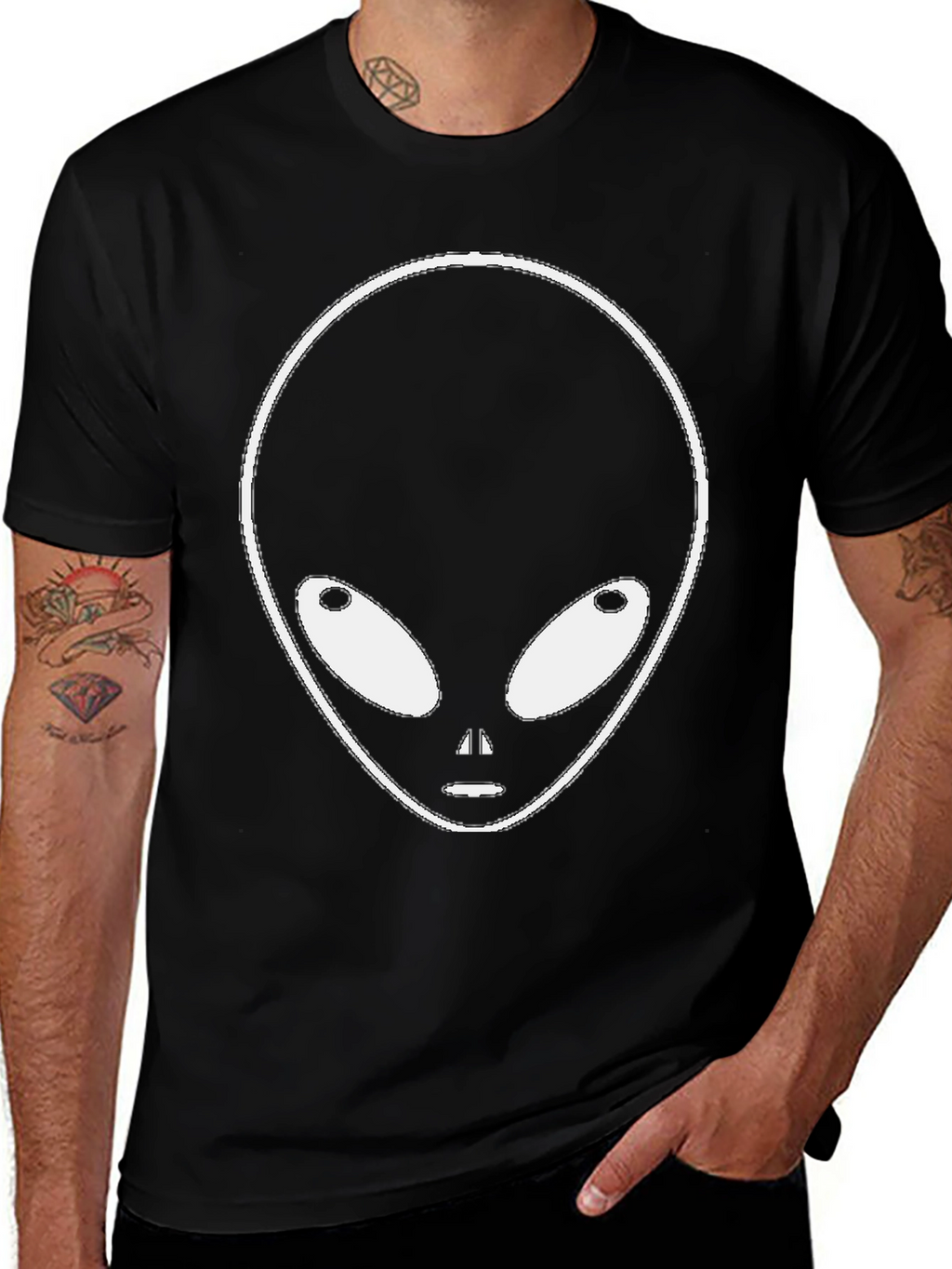 Alien Graphic Tee - Black Cotton Blend