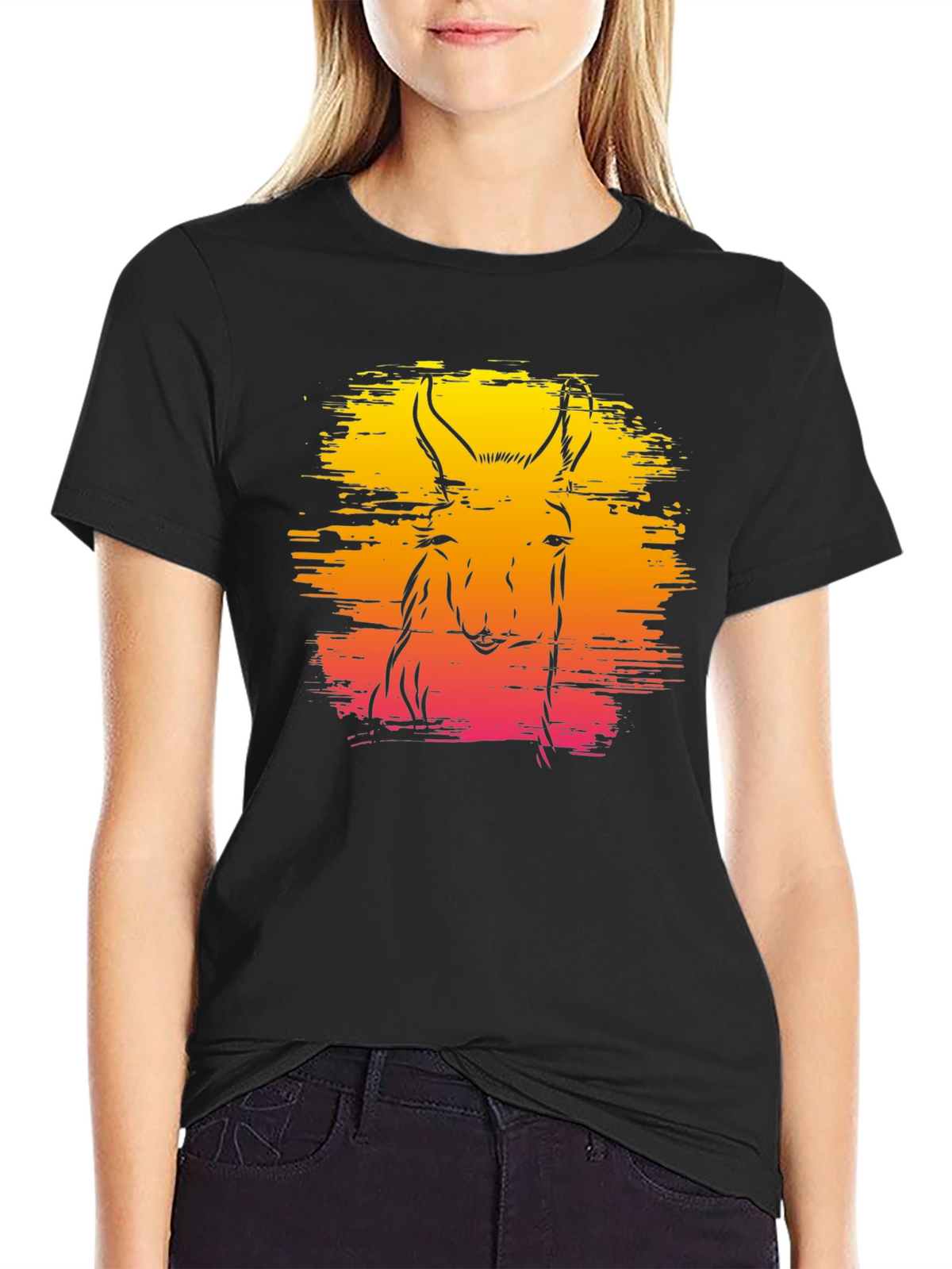 Llama Sunset Graphic Tee - Unique Animal Design