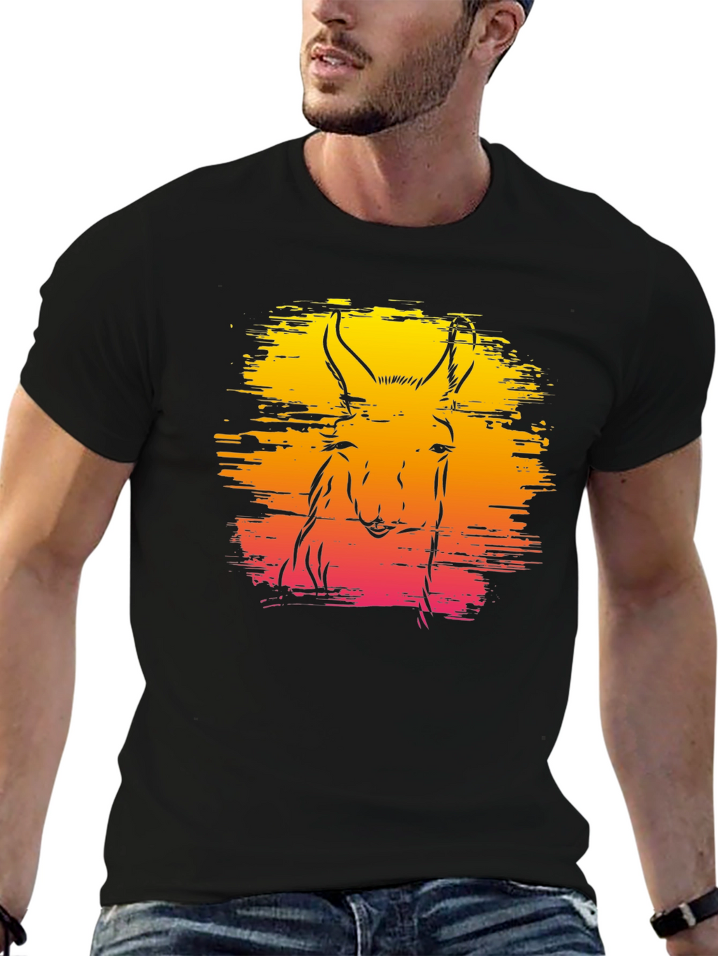 Llama Sunset Graphic Tee - Unique Animal Design