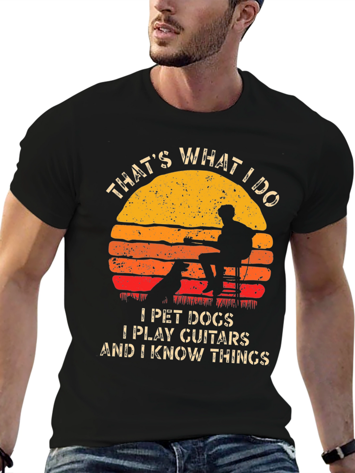 Pet Dog Guitar & Knowledge Graphic Tee