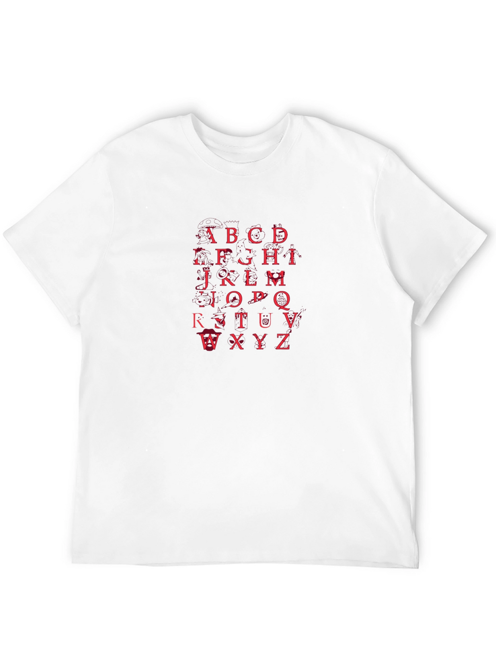 Alphabet Red Print Black T-Shirt