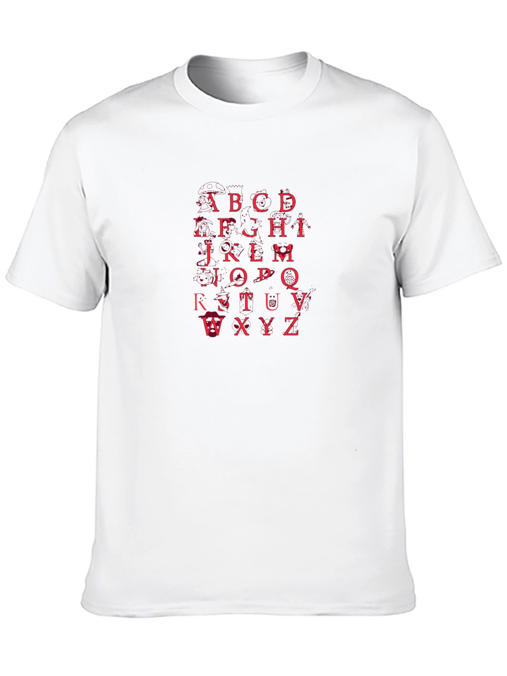 Alphabet Red Print Black T-Shirt
