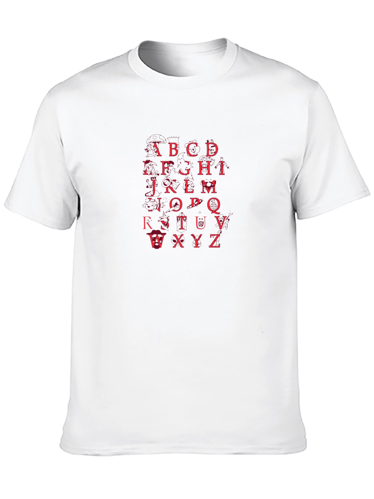 Alphabet Red Print Black T-Shirt