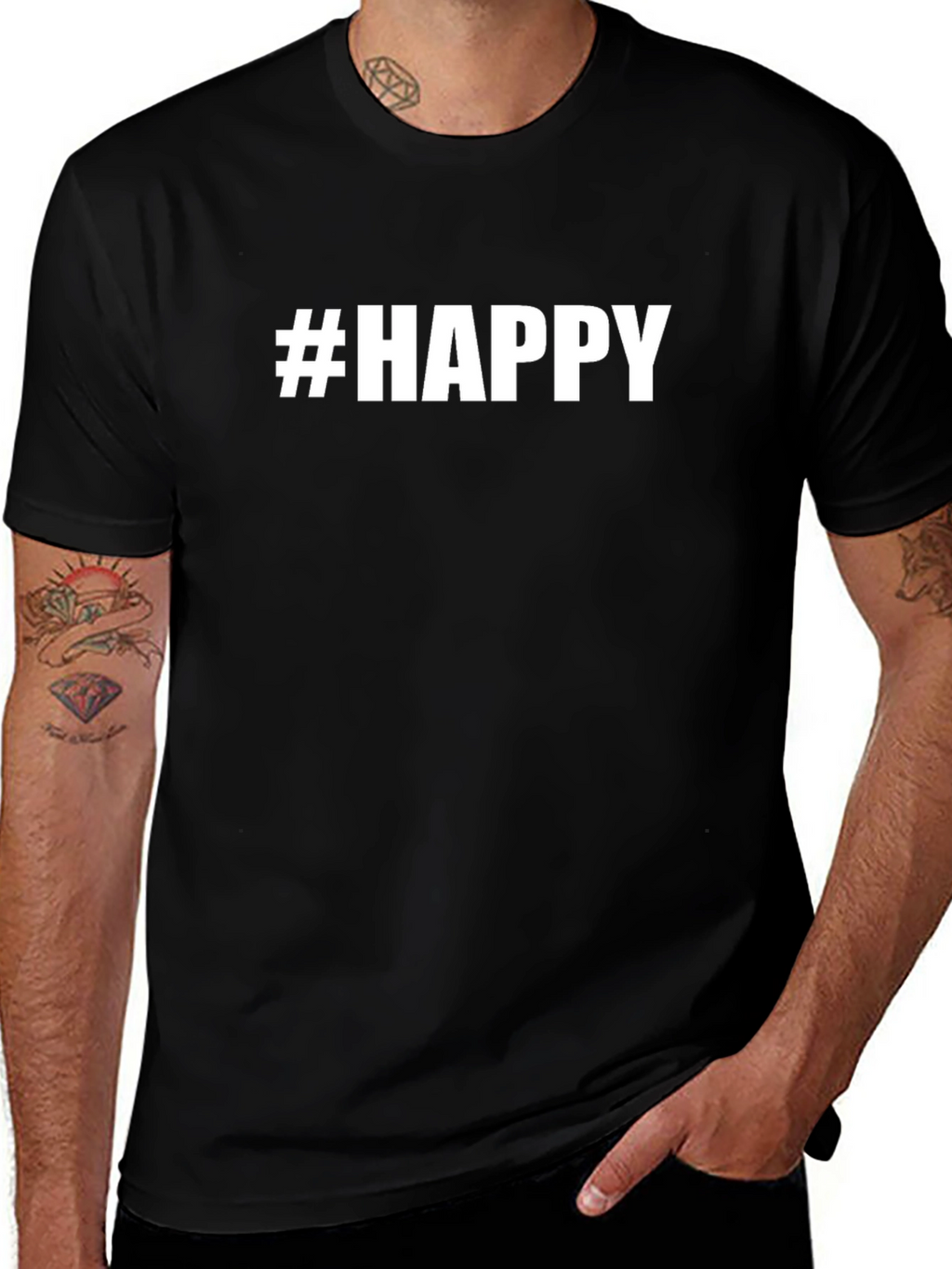 #HAPPY Graphic Tee - Unisex Black T-Shirt