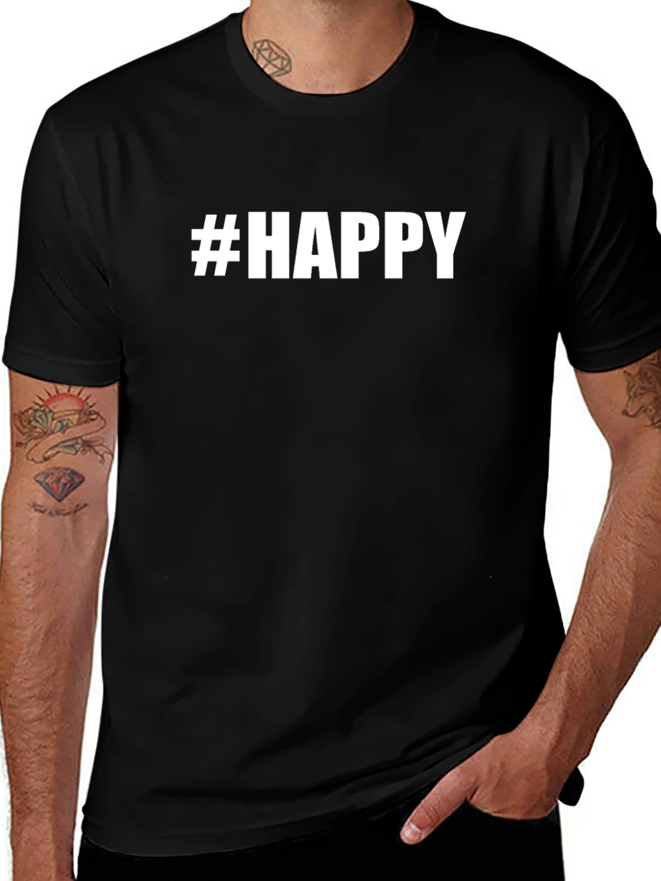 #HAPPY Graphic Tee - Unisex Black T-Shirt