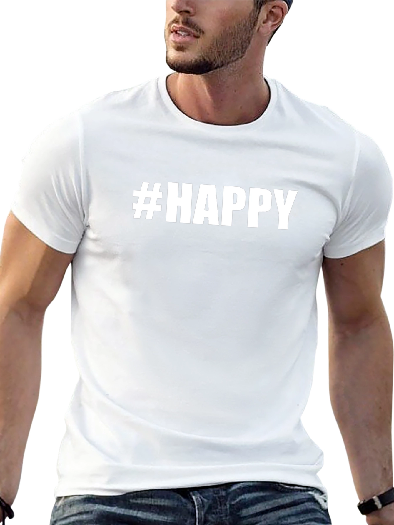 #HAPPY Graphic Tee - Unisex Black T-Shirt