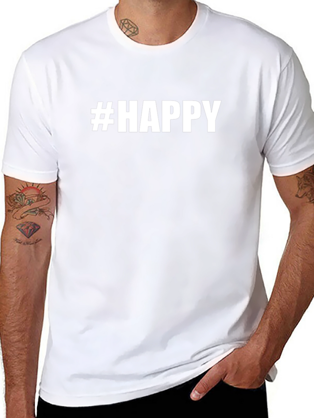 #HAPPY Graphic Tee - Unisex Black T-Shirt