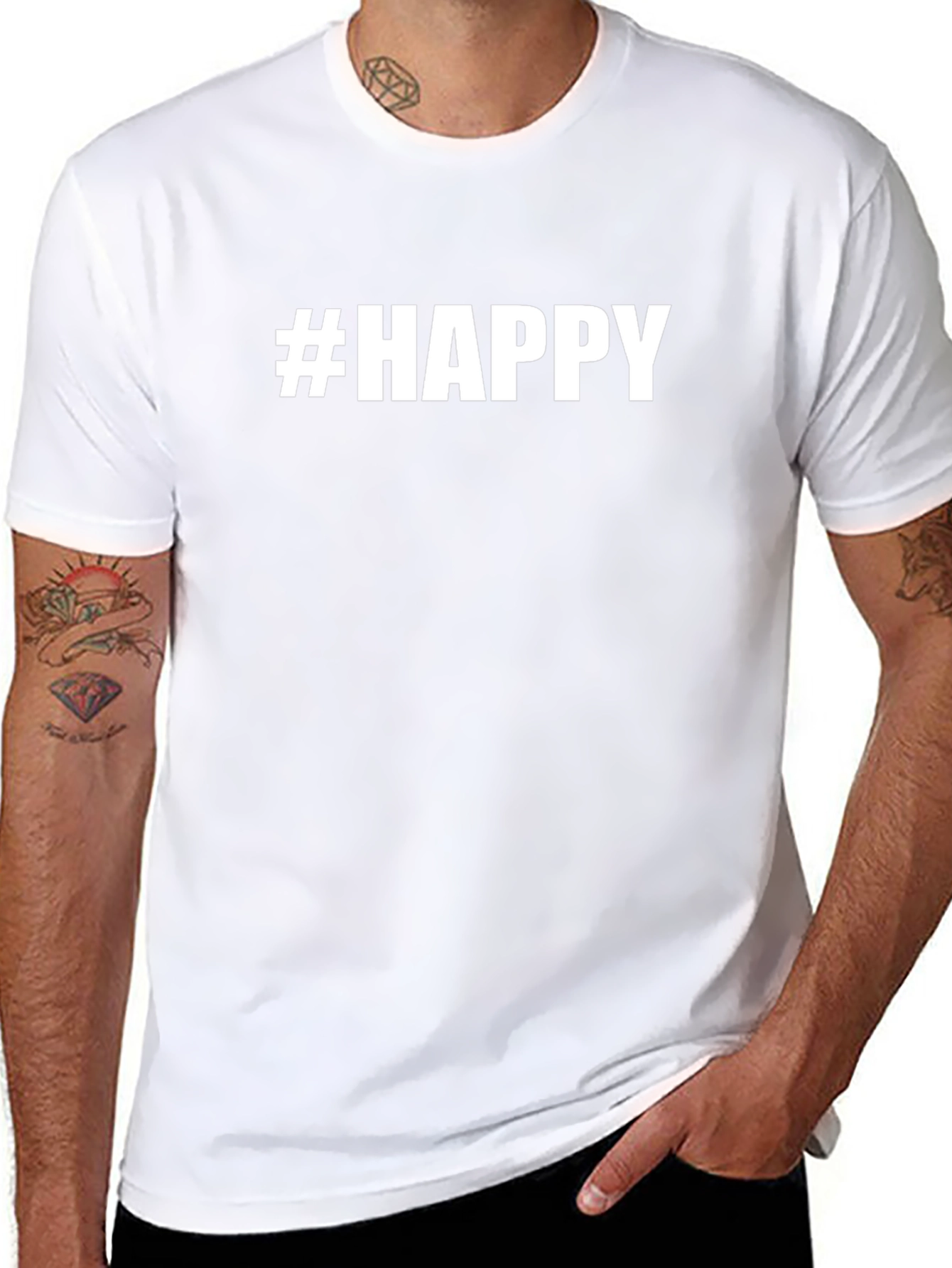 #HAPPY Graphic Tee - Unisex Black T-Shirt
