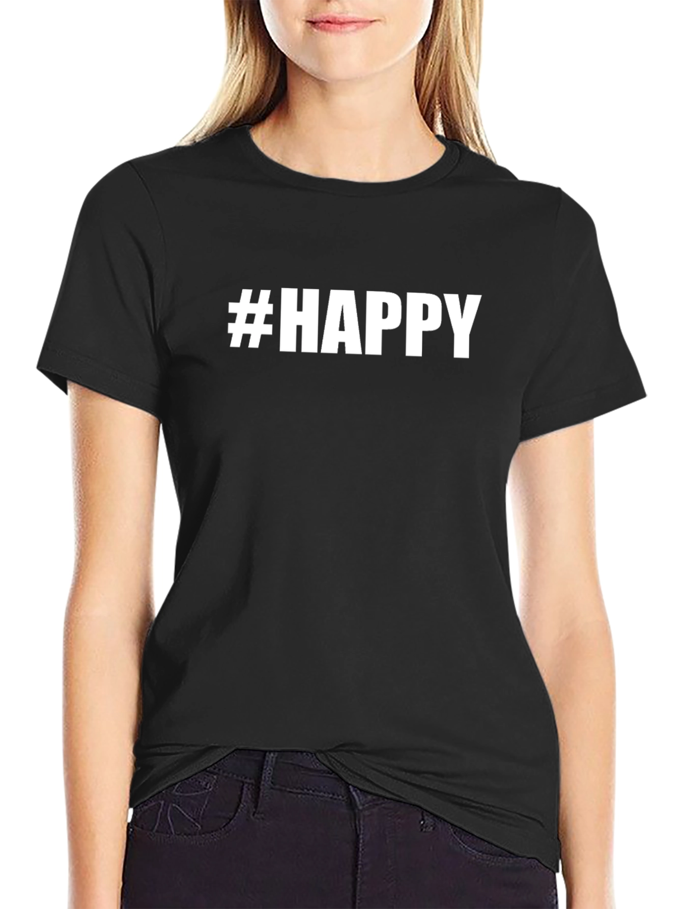 #HAPPY Graphic Tee - Unisex Black T-Shirt