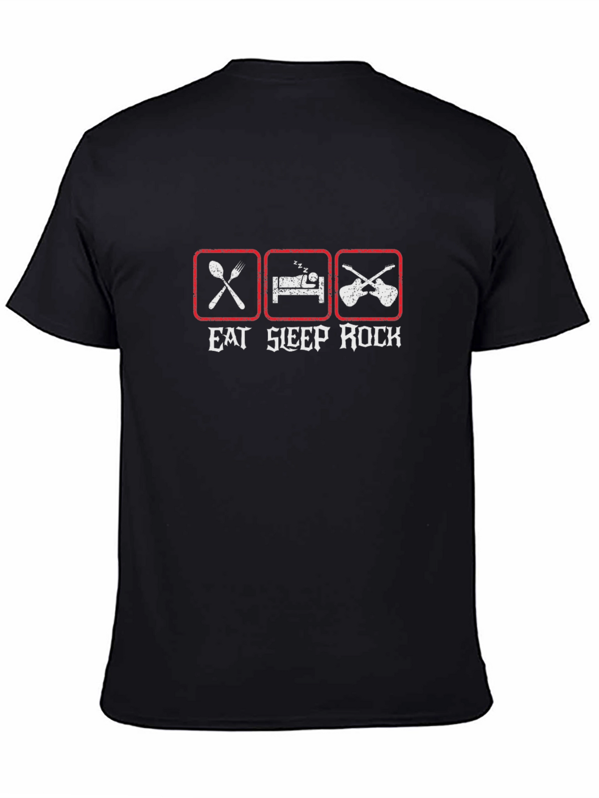Eat Sleep Rock Graphic Tee - Black Cotton T-Shirt