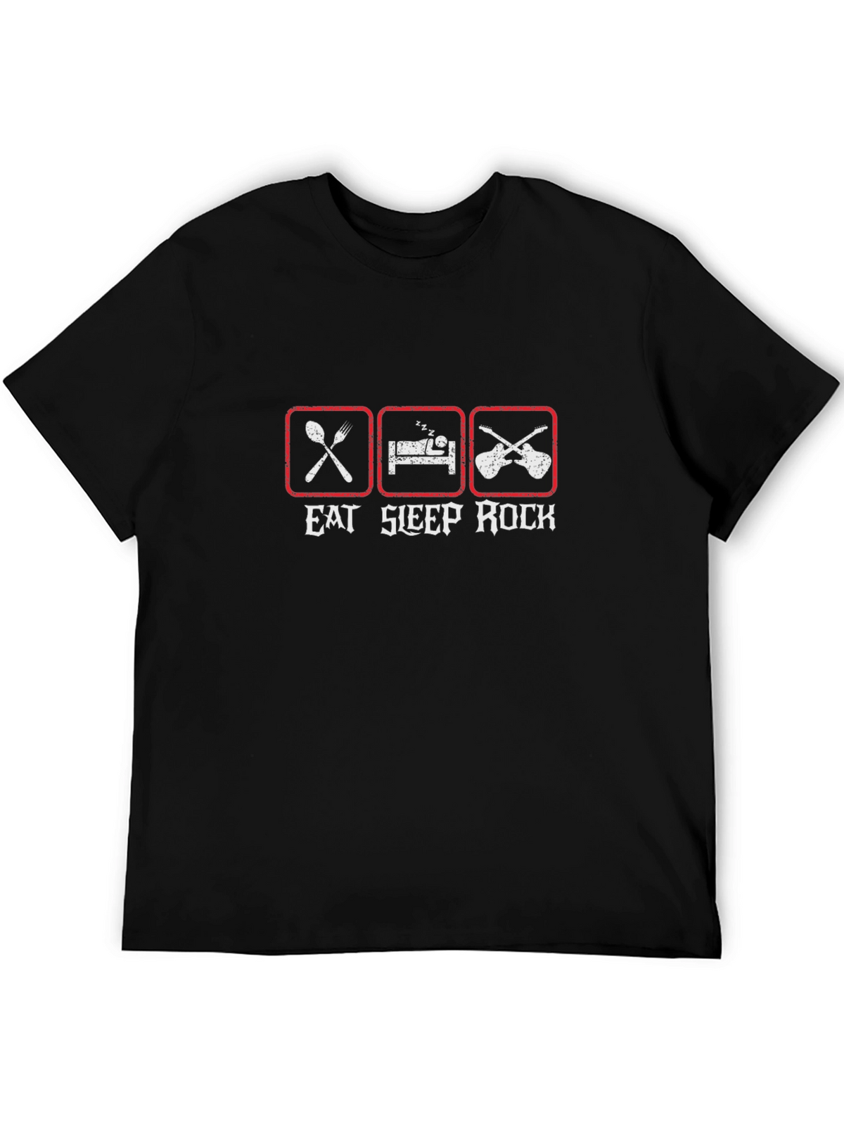 Eat Sleep Rock Graphic Tee - Black Cotton T-Shirt