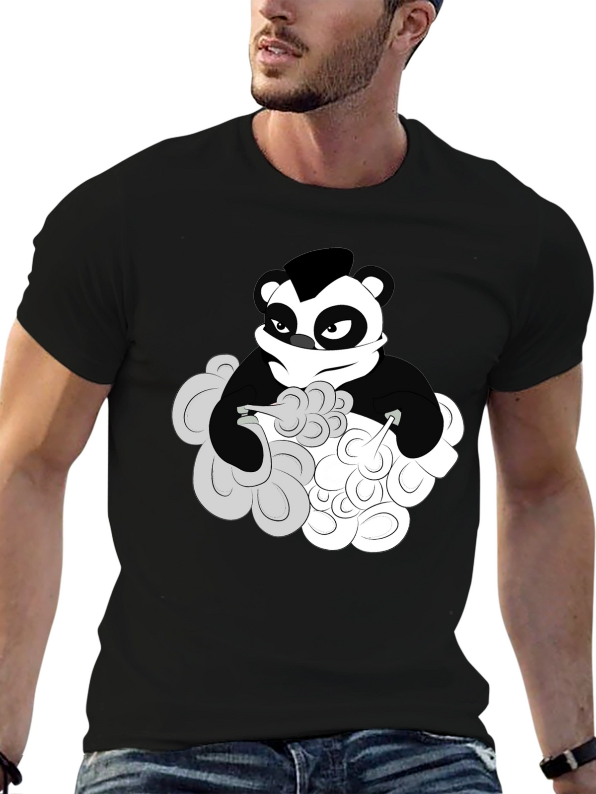 Cool Panda Graphic T-Shirt - Black Cotton Tee