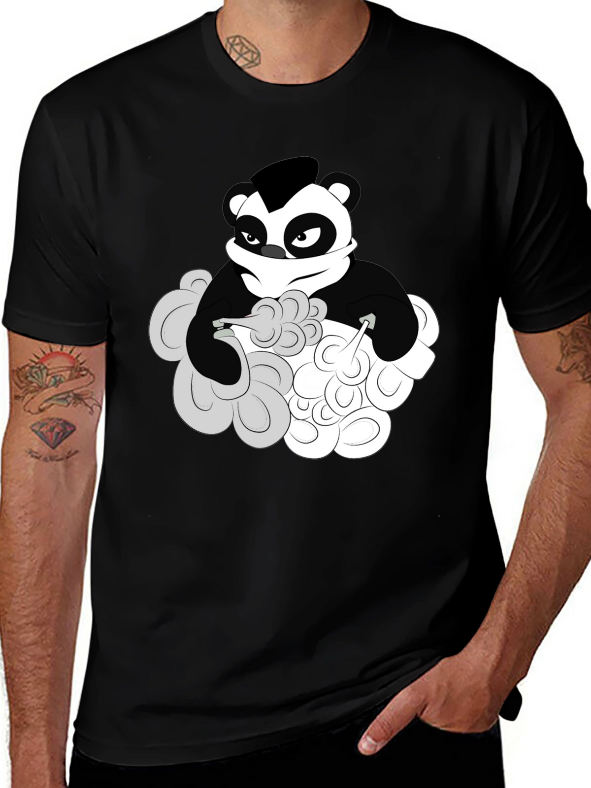 Cool Panda Graphic T-Shirt - Black Cotton Tee
