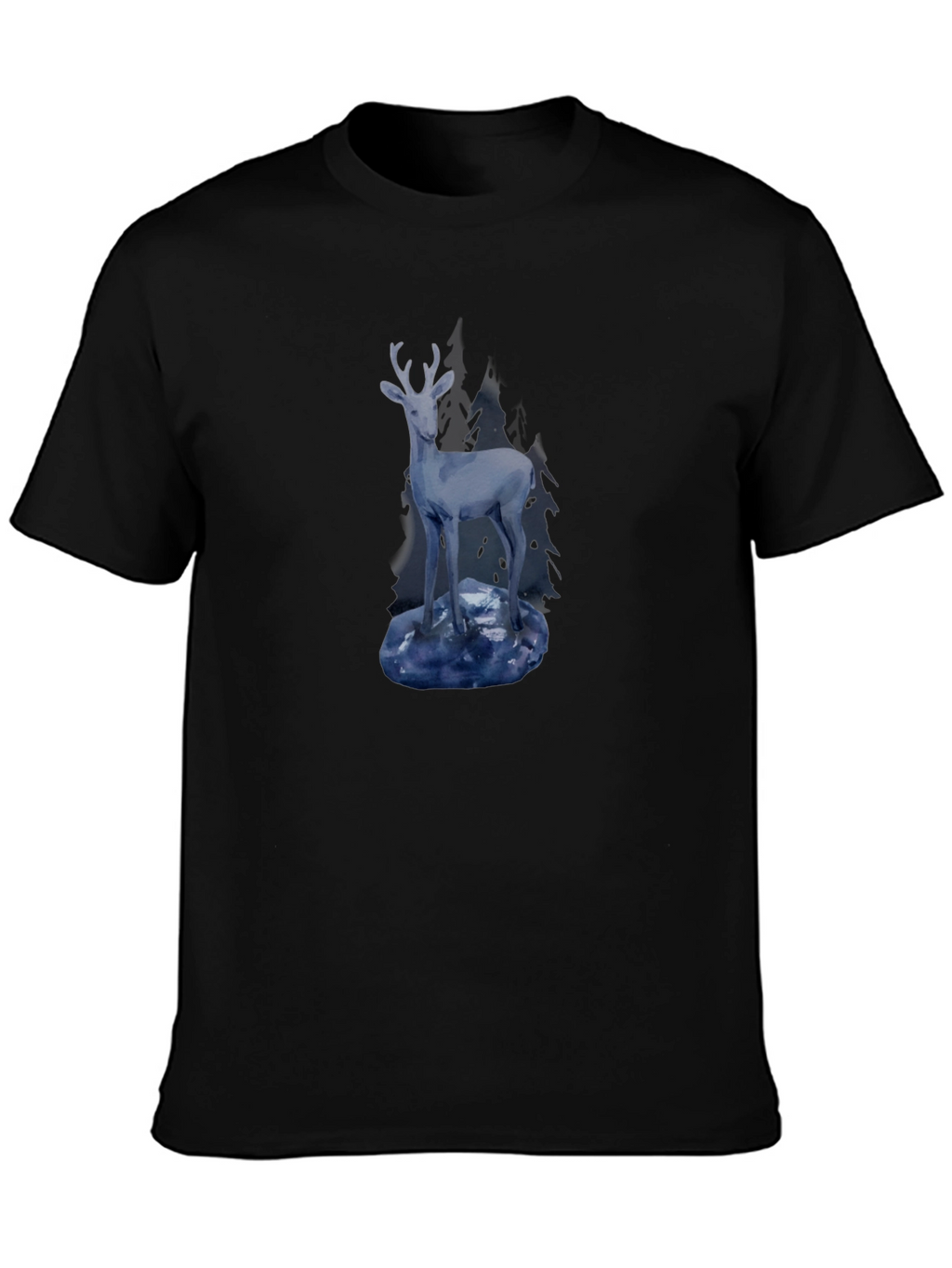 Mens Black Deer Graphic Tee