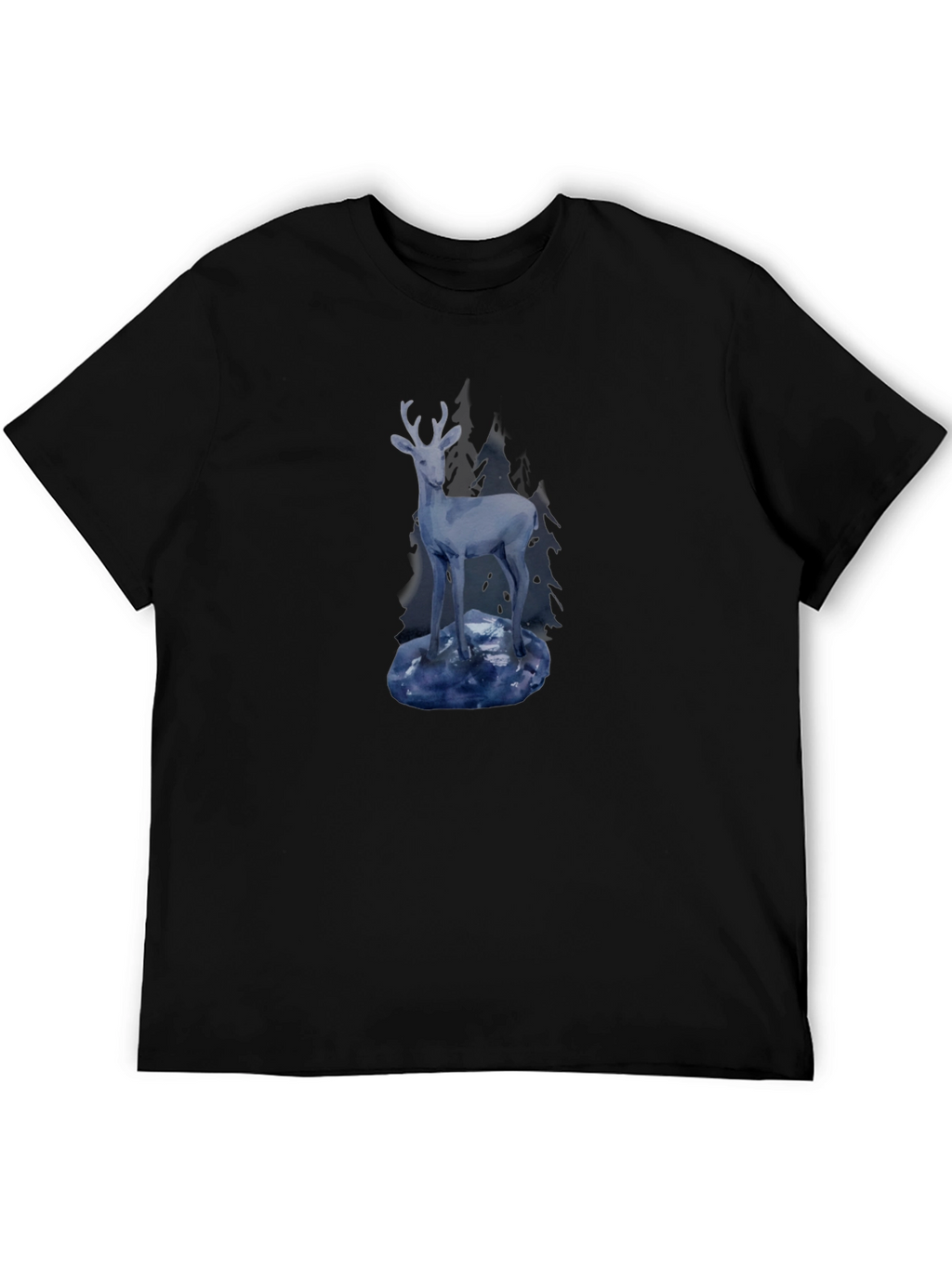 Mens Black Deer Graphic Tee