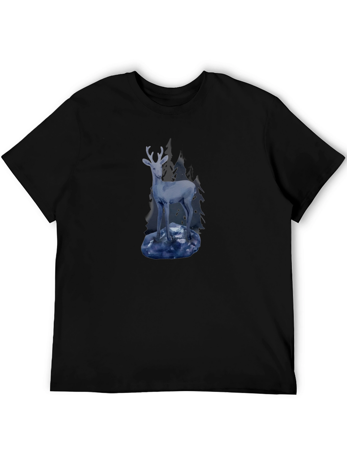 Mens Black Deer Graphic Tee