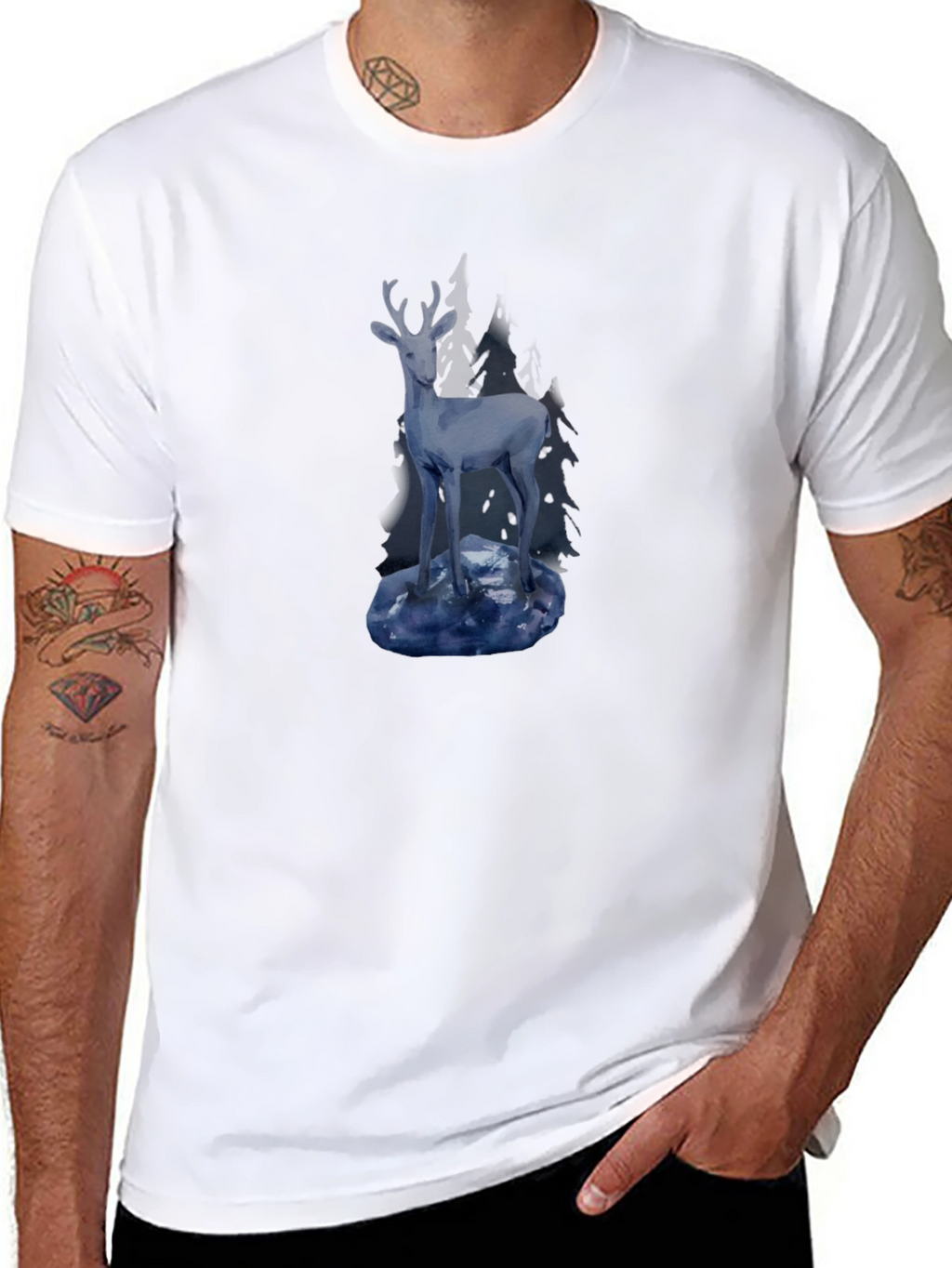 Mens Black Deer Graphic Tee
