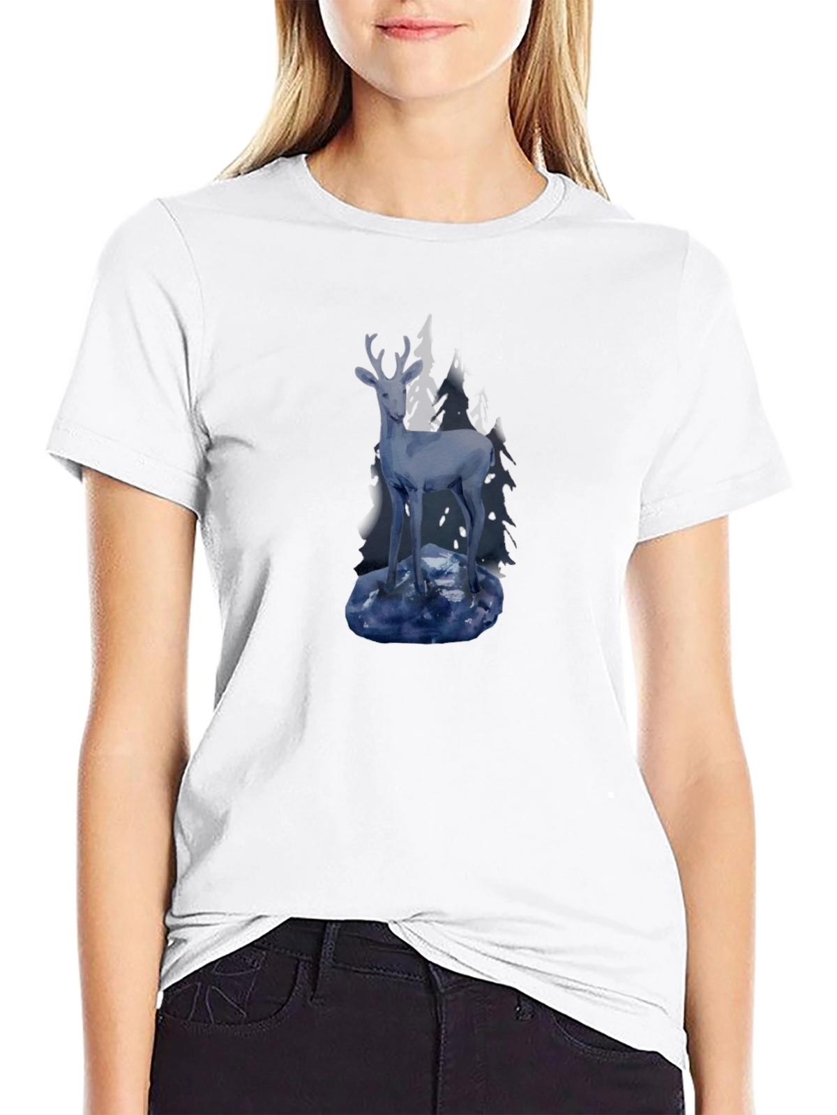 Mens Black Deer Graphic Tee