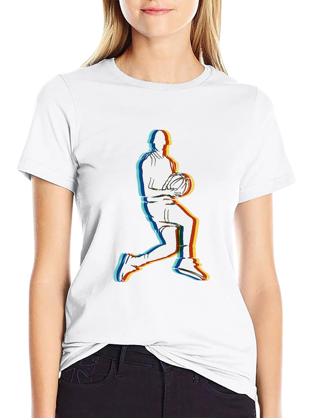 Retro Basketball Player Graphic Tee - Black