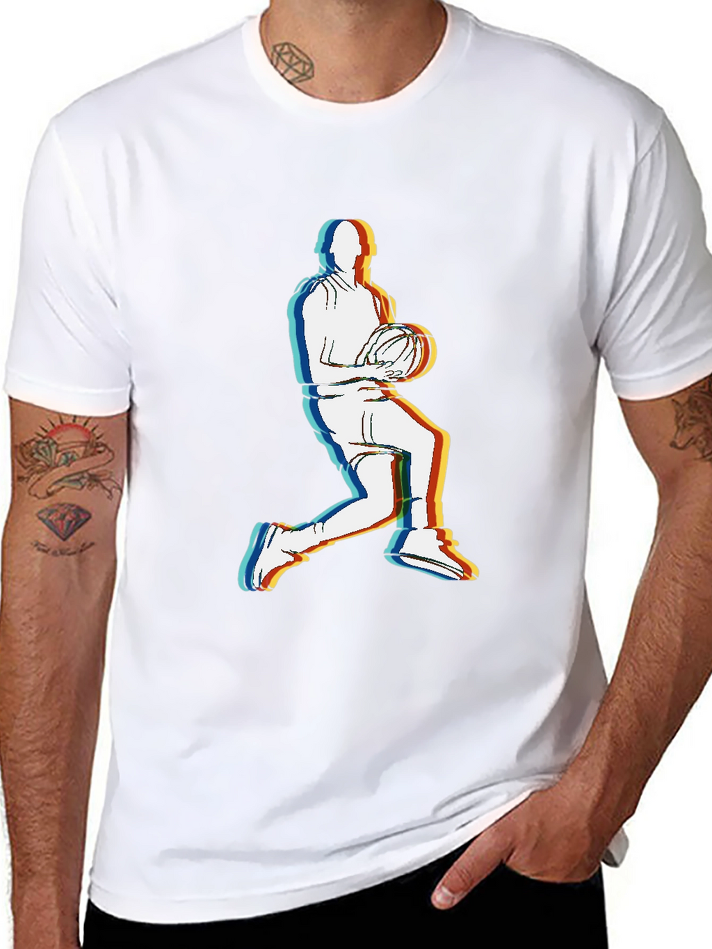Retro Basketball Player Graphic Tee - Black
