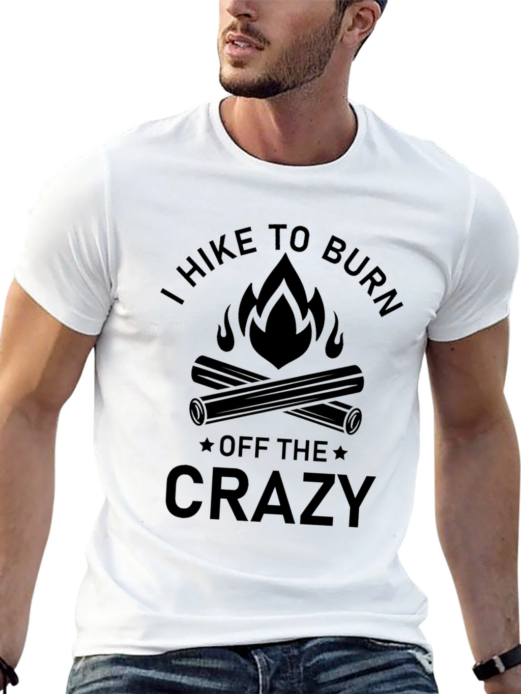 Hike to Burn Off the Crazy Black Graphic Tee