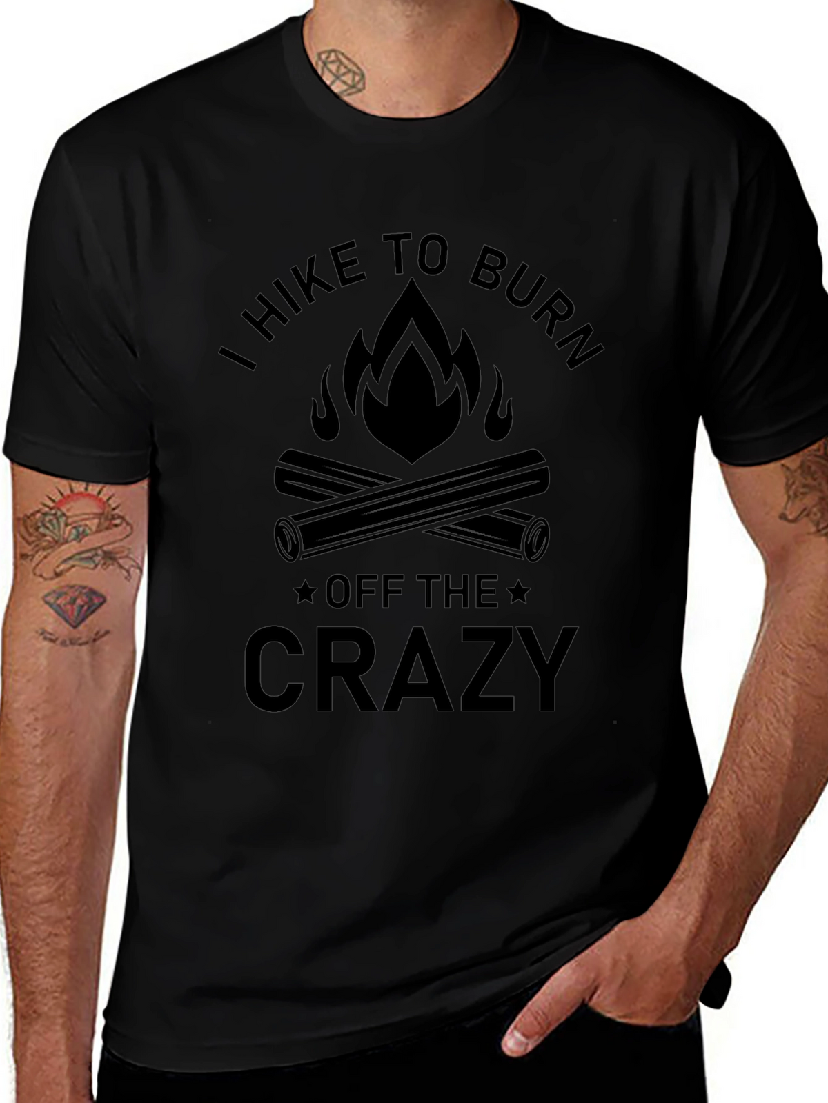 Hike to Burn Off the Crazy Black Graphic Tee