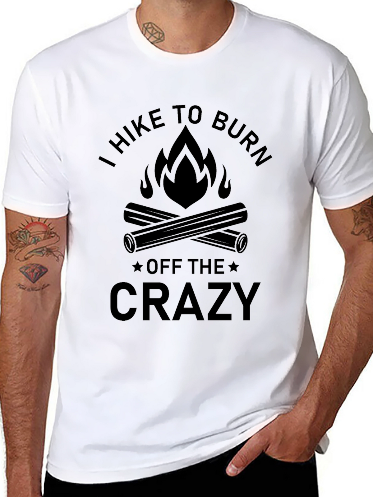 Hike to Burn Off the Crazy Black Graphic Tee