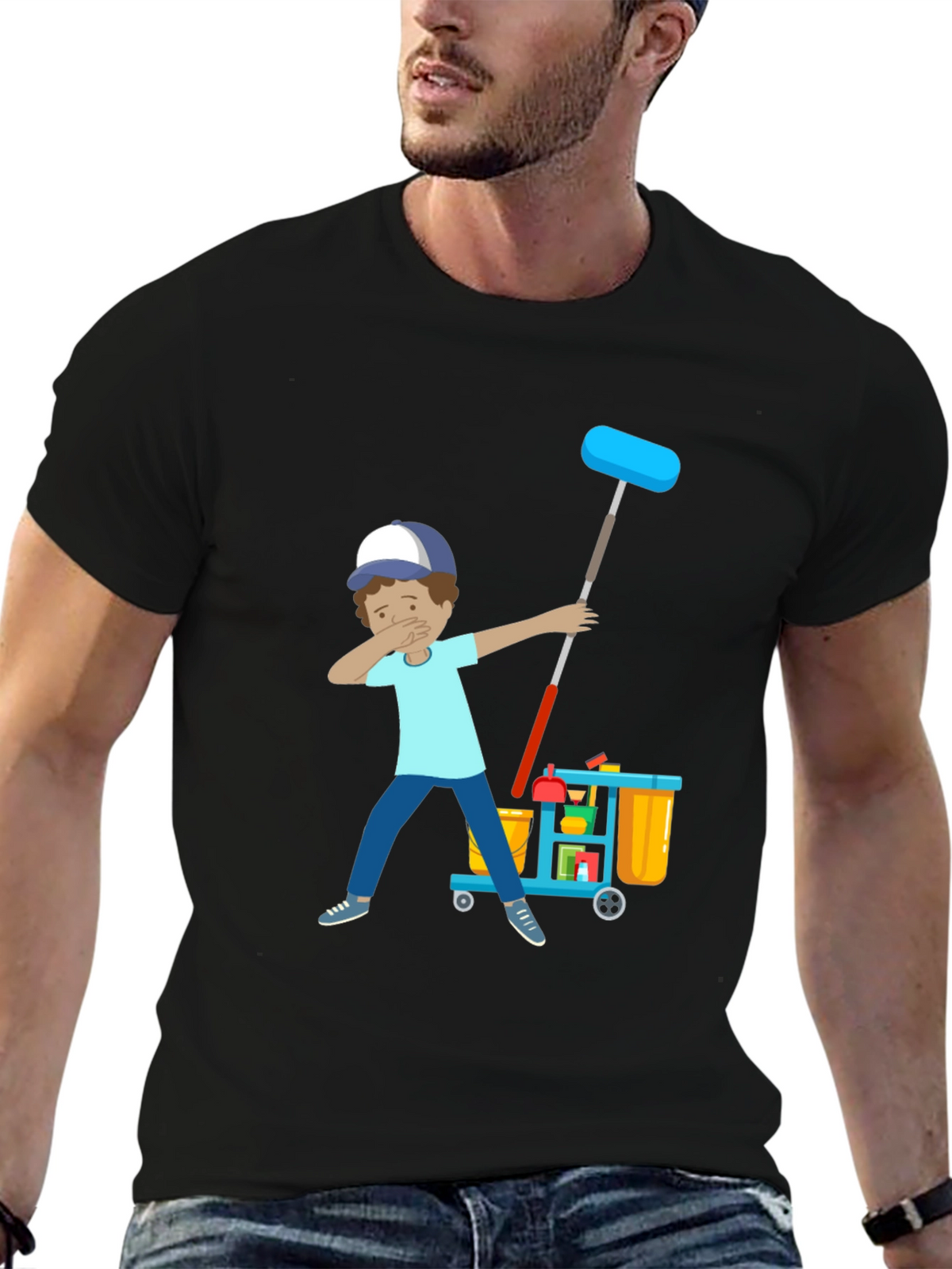 Janitor Dab T-Shirt - Cleaning Crew Funny Tee