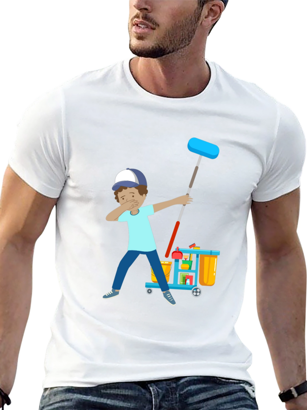 Janitor Dab T-Shirt - Cleaning Crew Funny Tee
