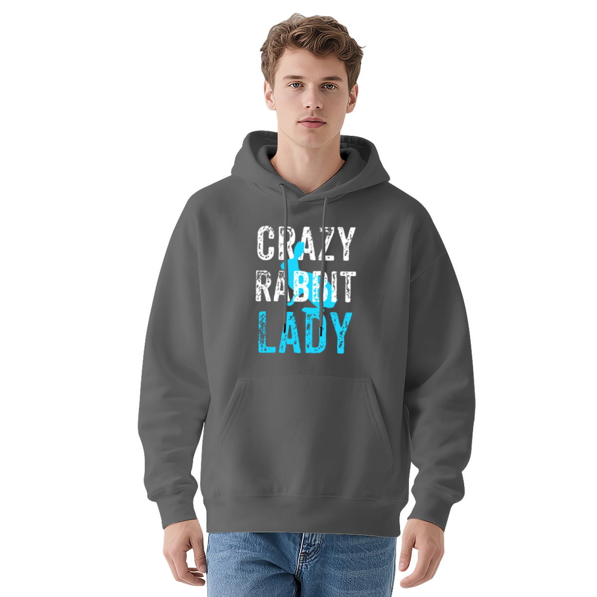 Crazy Rabbit Lady Hoodie - "CRAZY RABBIT LADY,"