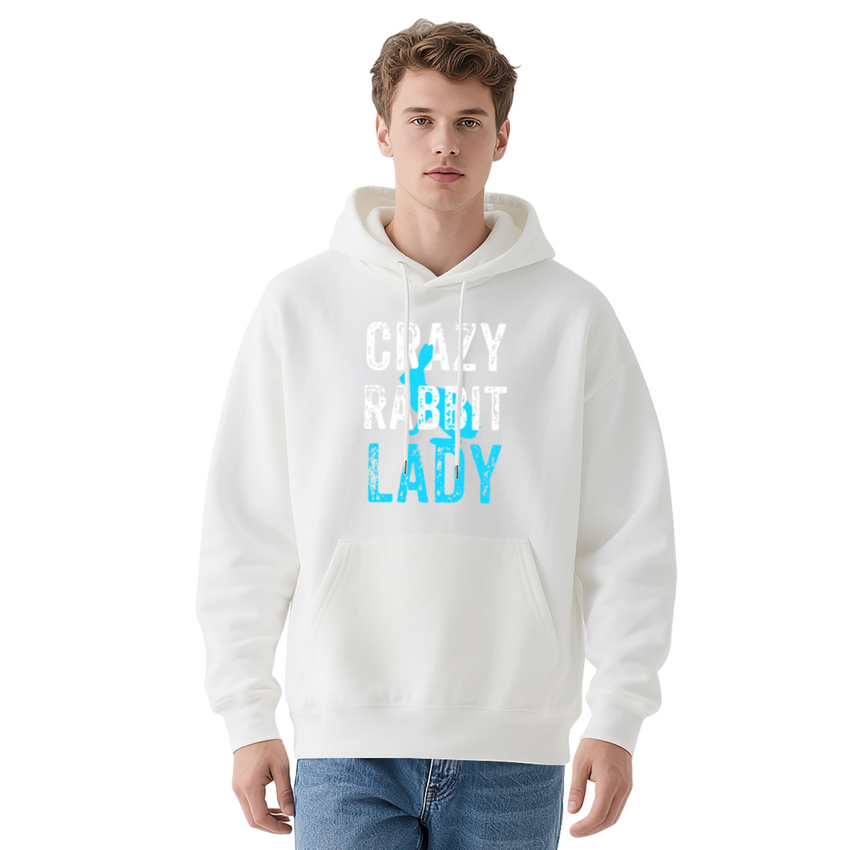 Crazy Rabbit Lady Hoodie - "CRAZY RABBIT LADY,"