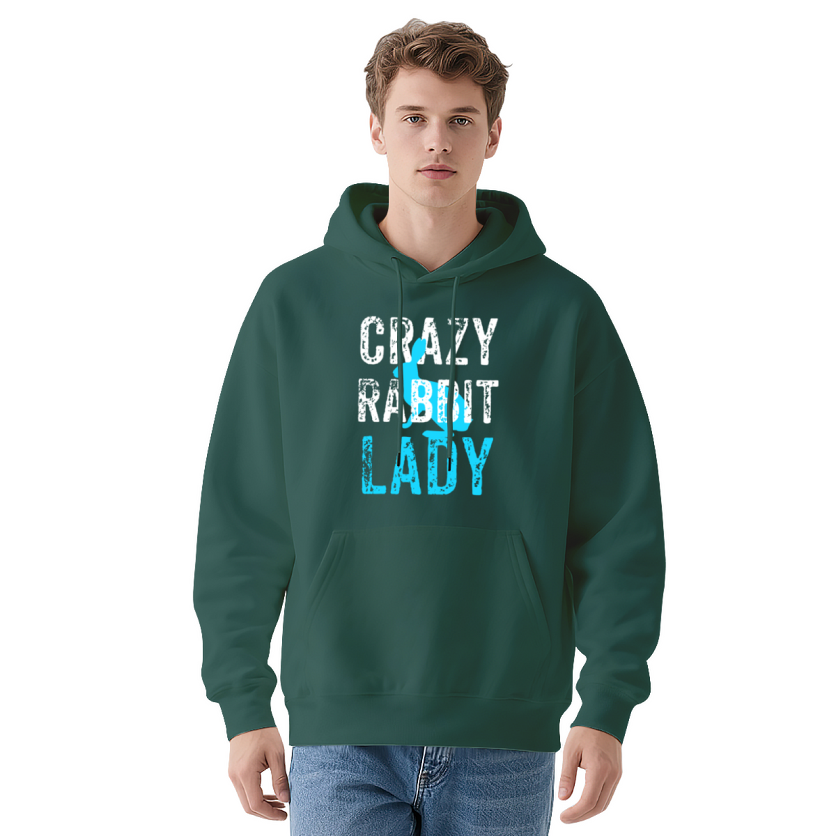 Crazy Rabbit Lady Hoodie - "CRAZY RABBIT LADY,"