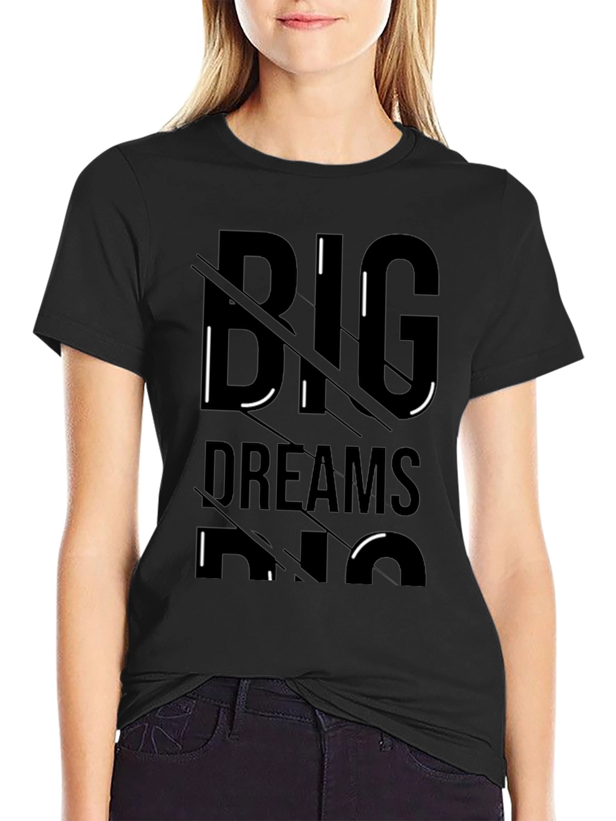 Big Dreams Mens Black Graphic T-Shirt