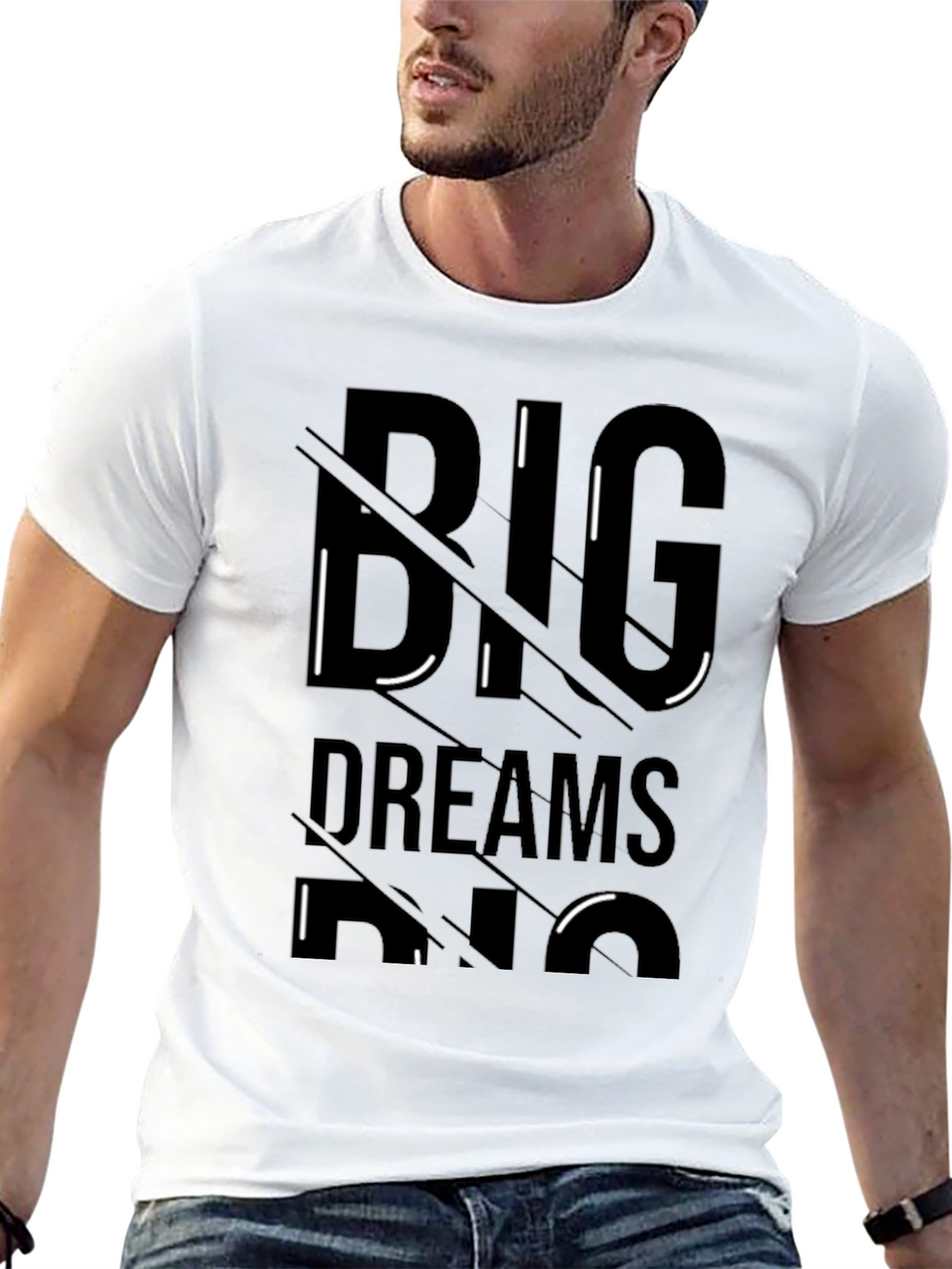 Big Dreams Mens Black Graphic T-Shirt