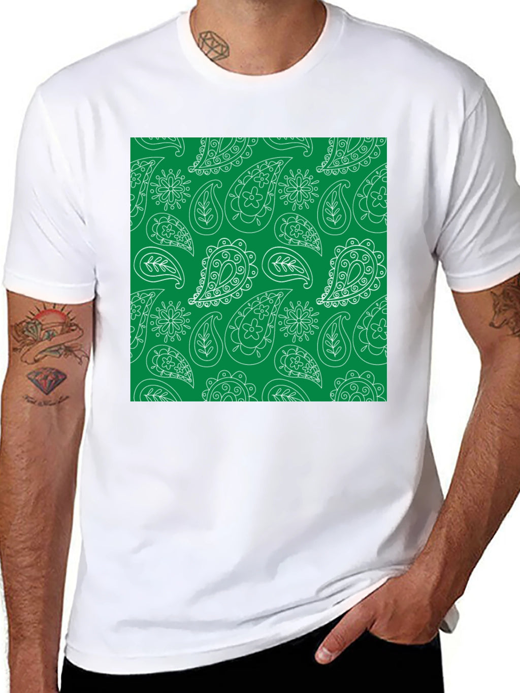Paisley Print Tee - Black