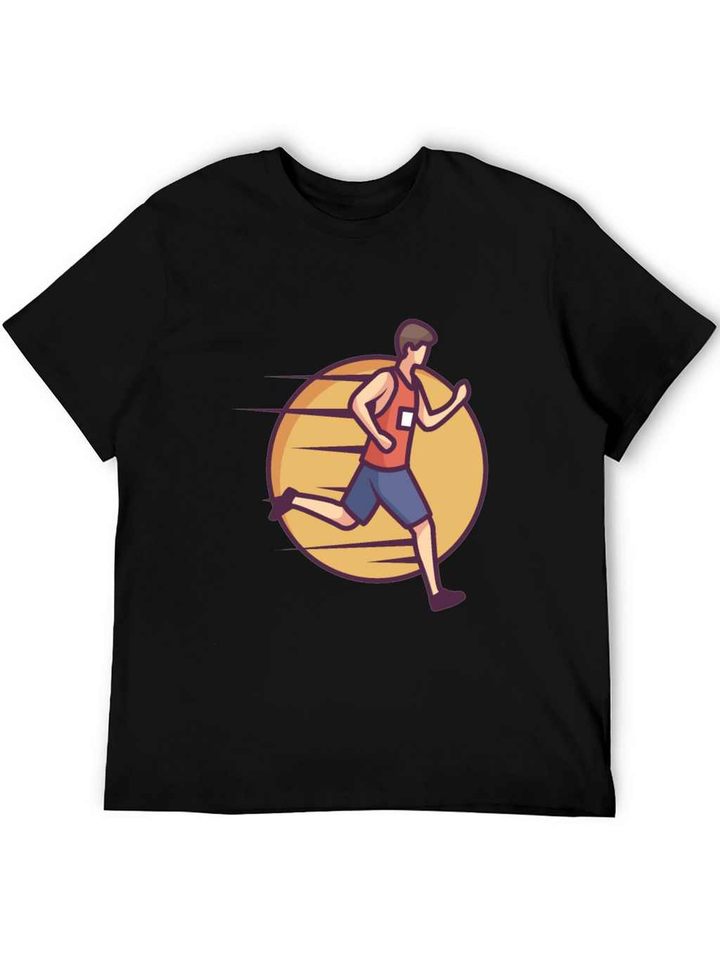 Black Graphic Tee: Cartoon Runner Design