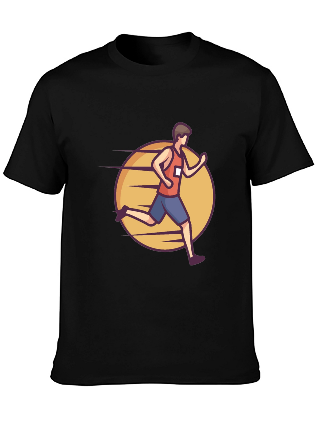 Black Graphic Tee: Cartoon Runner Design