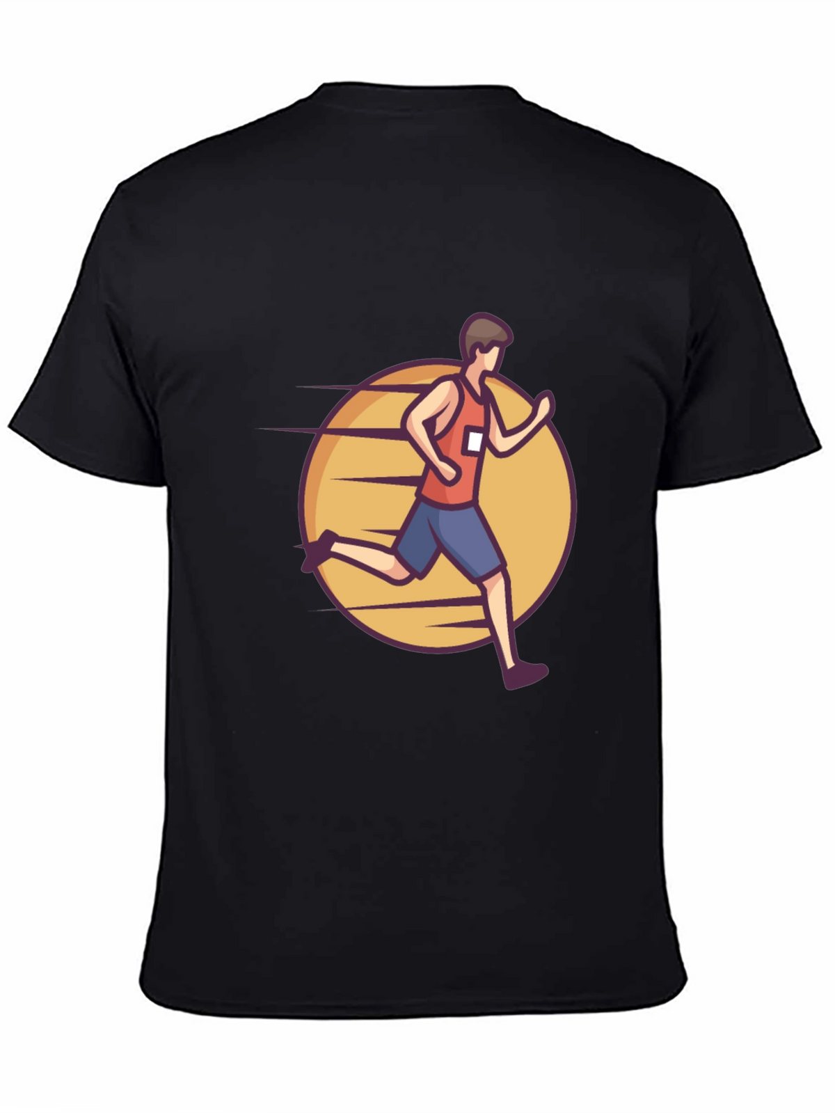 Black Graphic Tee: Cartoon Runner Design