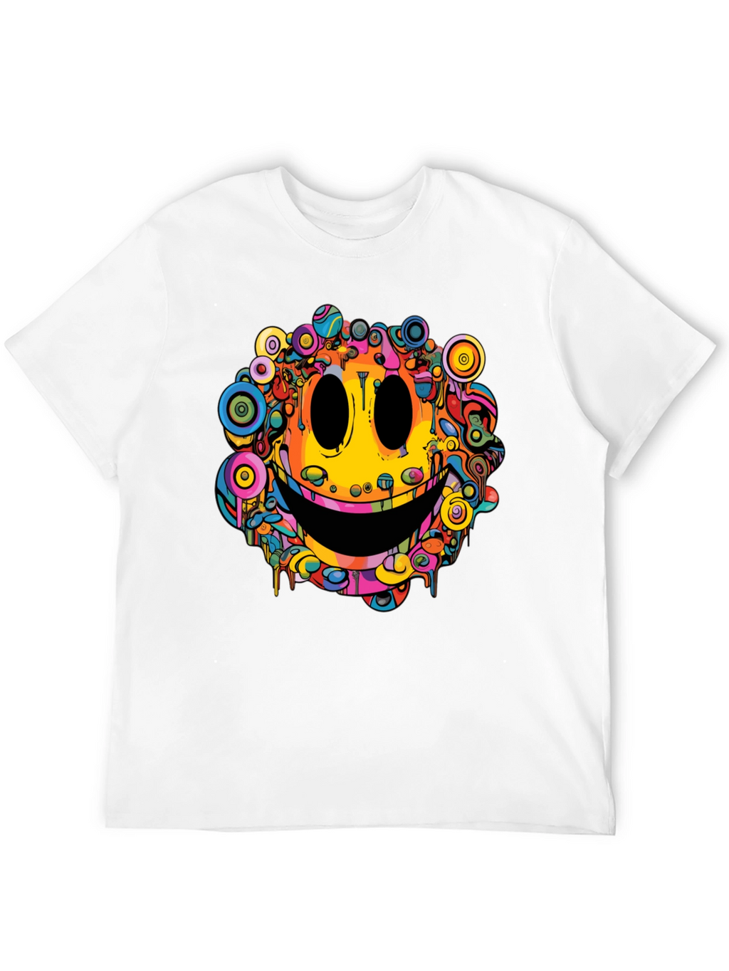 Psychedelic Smiley Face Graphic Tee - Black
