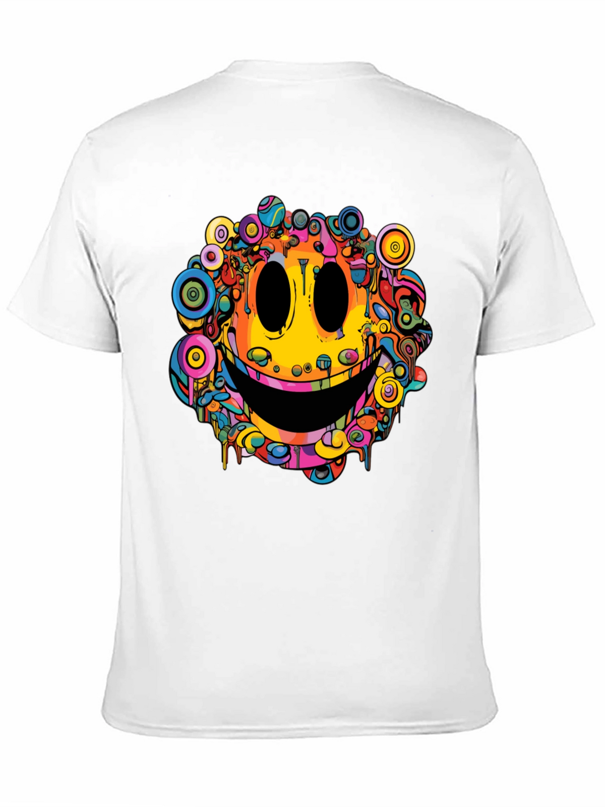 Psychedelic Smiley Face Graphic Tee - Black
