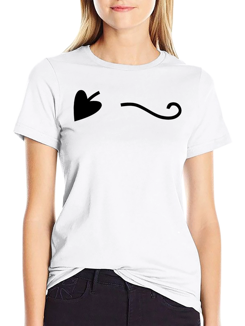 Minimalist Leaf & Swirl Graphic Black T-Shirt