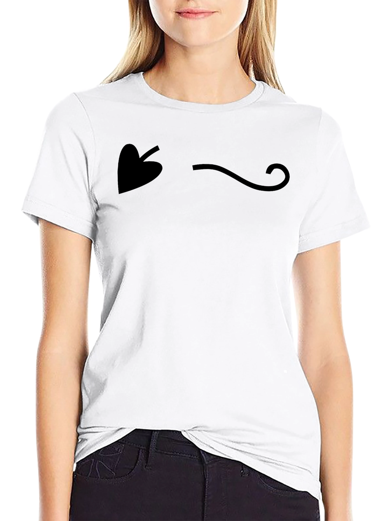 Minimalist Leaf & Swirl Graphic Black T-Shirt