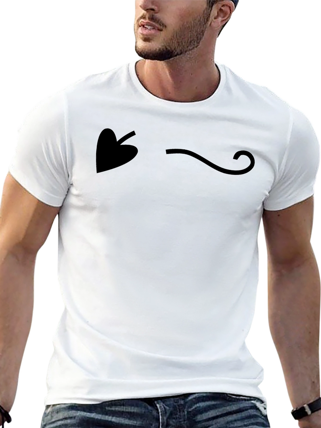 Minimalist Leaf & Swirl Graphic Black T-Shirt