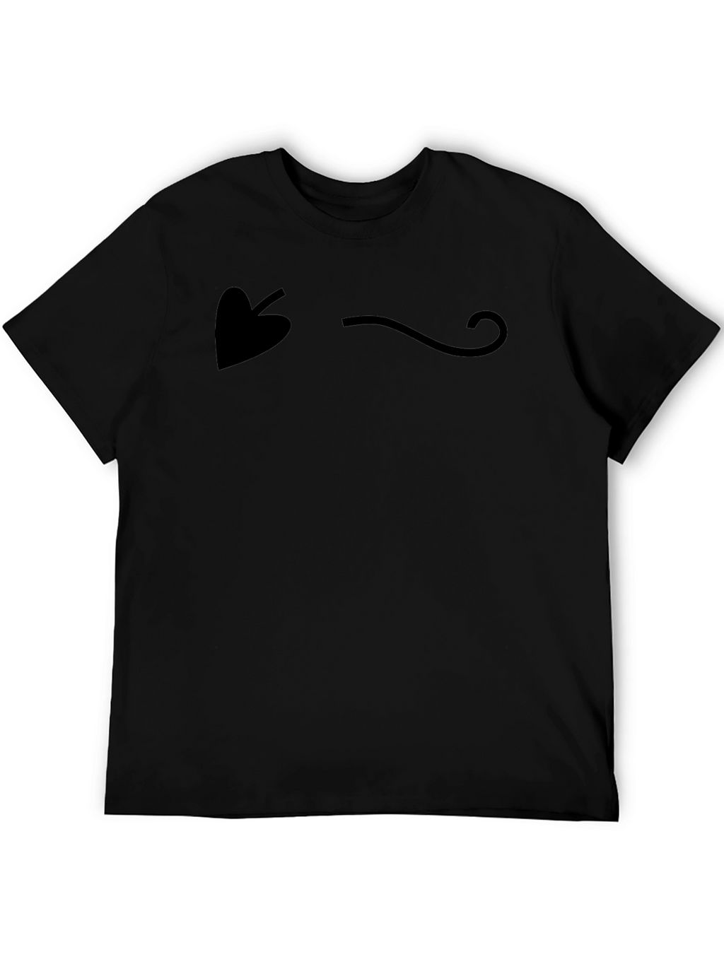 Minimalist Leaf & Swirl Graphic Black T-Shirt