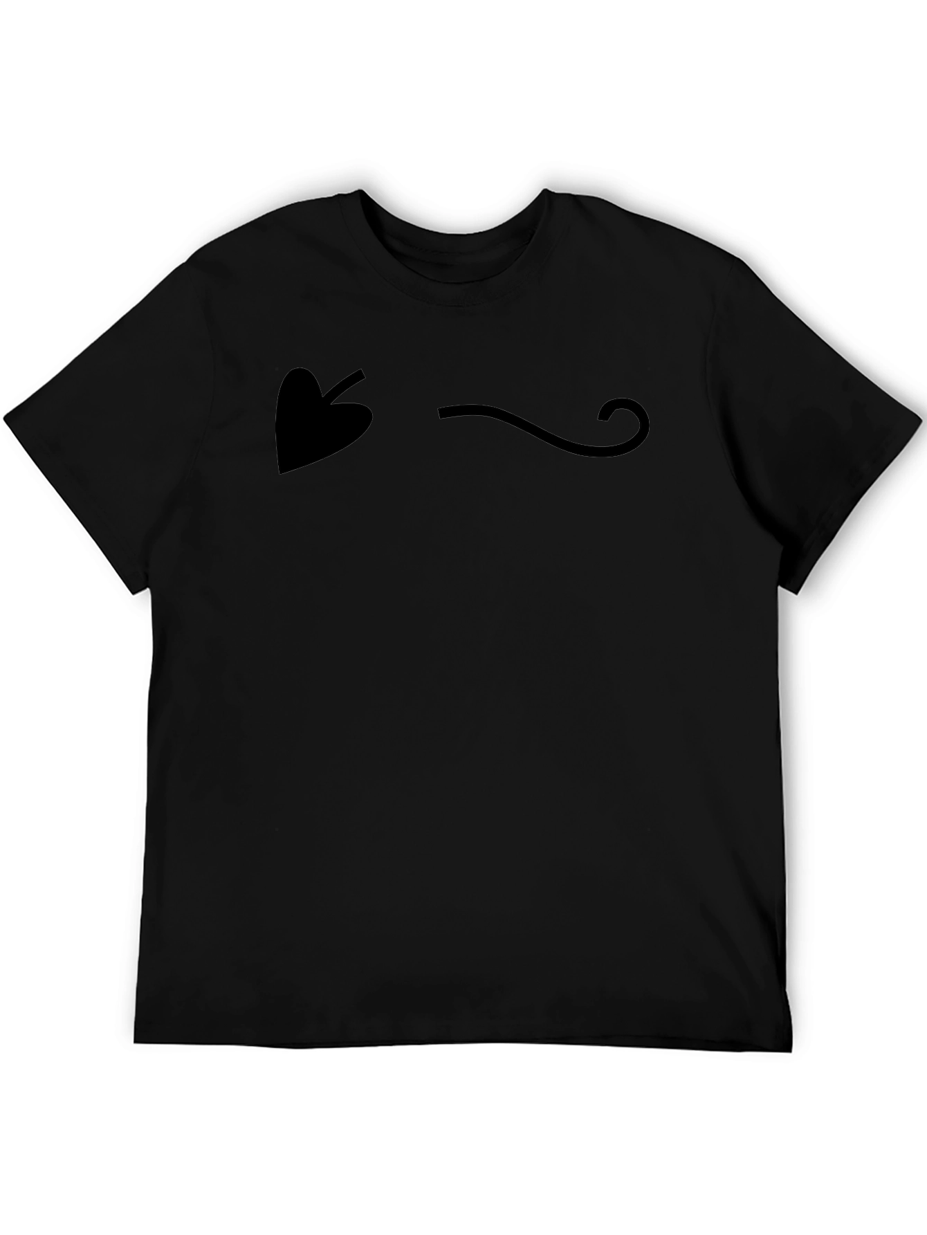 Minimalist Leaf & Swirl Graphic Black T-Shirt