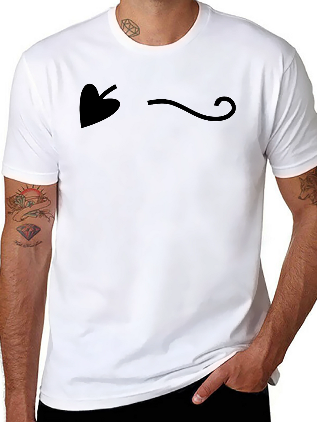 Minimalist Leaf & Swirl Graphic Black T-Shirt