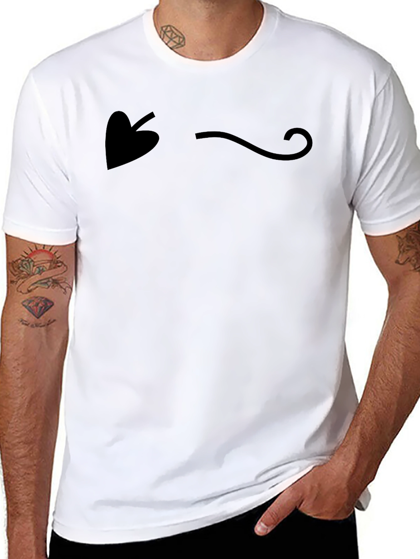 Minimalist Leaf & Swirl Graphic Black T-Shirt
