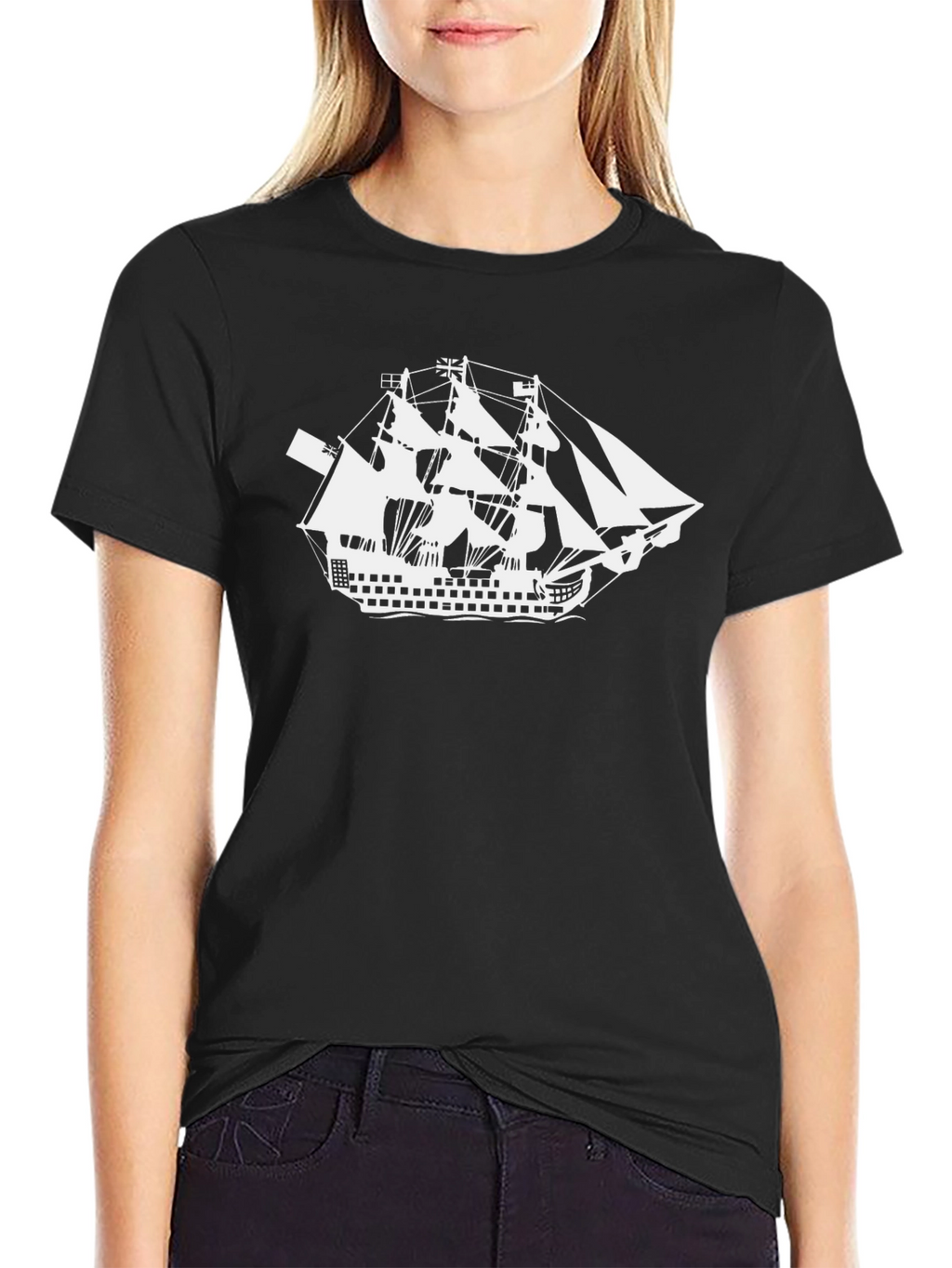 Sailing Ship Graphic T-Shirt - Classic Black Tee